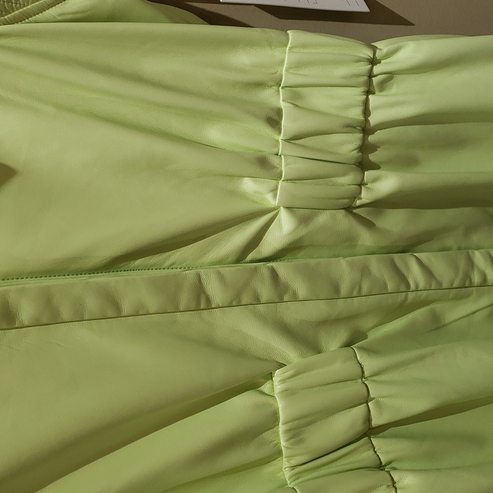 Nwt House of Harlow Lime green faux leather dress medium &small - Picture 6 of 13